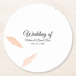 Silhouette Watercolor Pampas Leaf Hochzeit Runder Pappuntersetzer