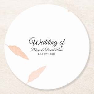 Silhouette Watercolor Pampas Leaf Hochzeit Runder Pappuntersetzer
