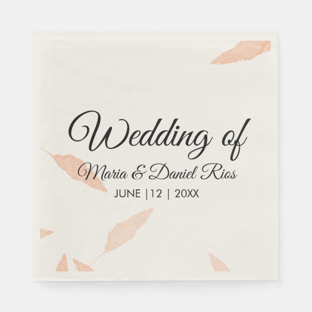 Silhouette Watercolor Pampas Leaf Hochzeit Serviette (Vorderseite)