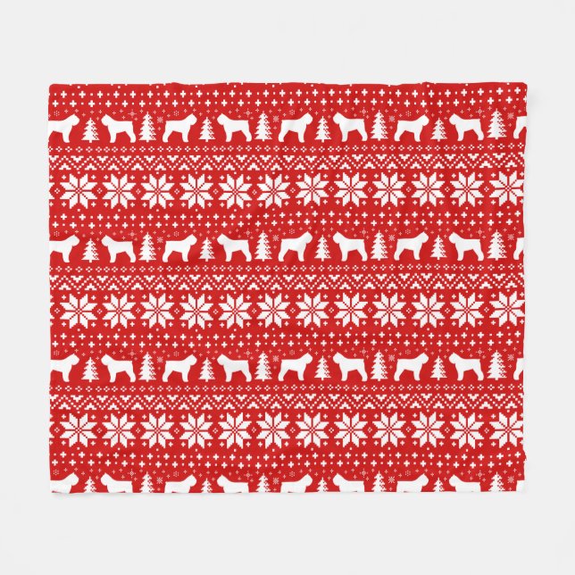 Silhouette-Weihnachtsmuster Bouvier DES Flandres Fleecedecke (Vorderseite (Horizontal))