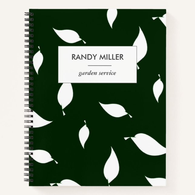Silhouette Weiß Blätter grün Notizbuch (Vorderseite)