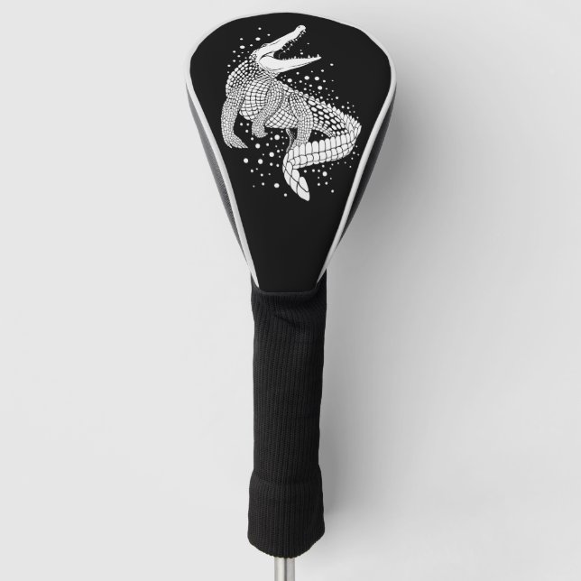 Silhouette Weißes Tier - Krokodil Golf Headcover (Vorderseite)