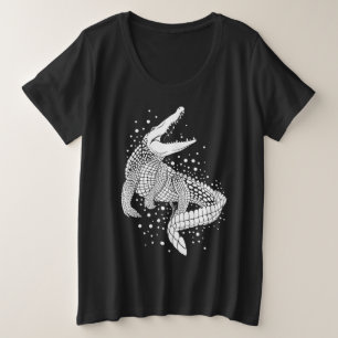 Silhouette Weißes Tier - Krokodil Große Größe T-Shirt