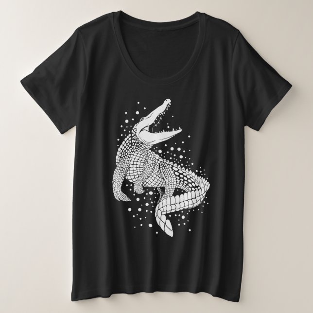 Silhouette Weißes Tier - Krokodil Große Größe T-Shirt (Design vorne)