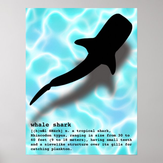 Silhouette Whale Shark mit Definition Beach Poster (Vorne)