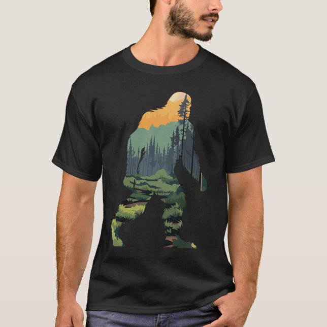Silhouette with Scenic Forest Mountain Sunset gift T-Shirt (Vorderseite)