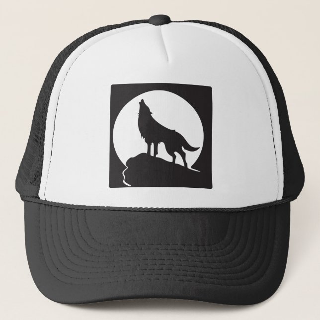 Silhouette Wolf heulen auf dem Mond - therian tee Truckerkappe (Vorderseite)
