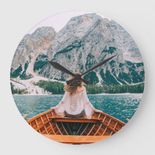 Silhouette Woman Alp Locarno Große Wanduhr