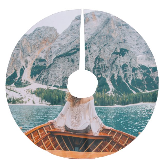 Silhouette Woman Alp Locarno Polyester Weihnachtsbaumdecke (Vorderseite)