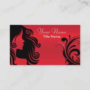 Silhouette Woman Hair Stylist Rot Visitenkarte