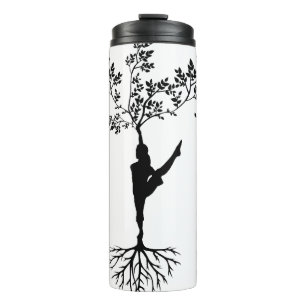 Silhouette Women Tree Yoga Thermosbecher