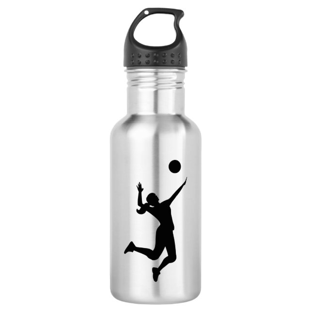 Silhouette Women's Volleyball Edelstahlflasche (Vorderseite)
