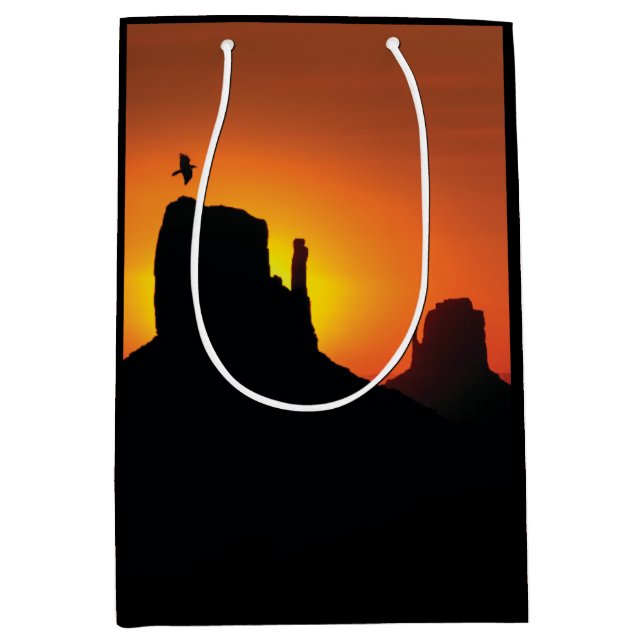 Silhouette Wüste Sunset Südwesten Mittlere Geschenktüte (Vorderseite)