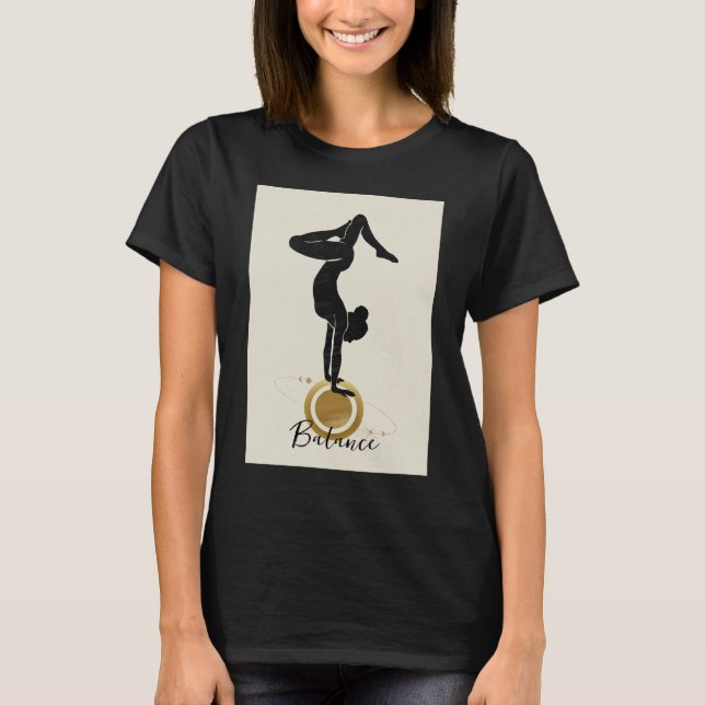Silhouette Yoga auf den Kopf stehende Handstand Bi T-Shirt (Vorderseite)