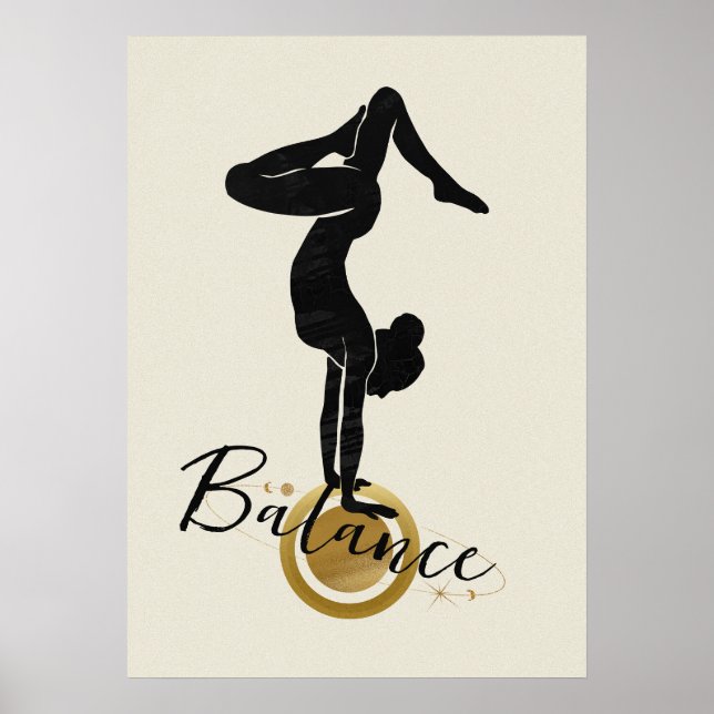 Silhouette-Yoga auf der Standwaage Poster (Vorne)