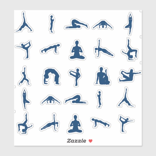 Silhouette Yoga Posen Thunder_Cove Aufkleber (Blatt)