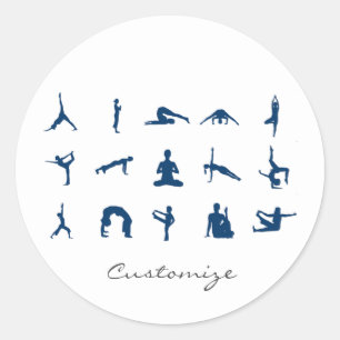 Silhouette Yoga Posen Thunder_Cove Runder Aufkleber