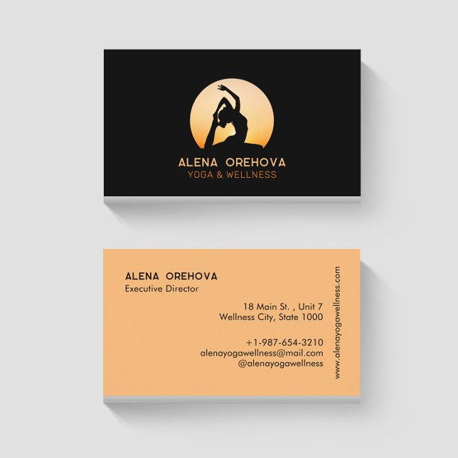 Silhouette Yoga & Wellness Business Card Visitenkarte (Von Creator hochgeladen)