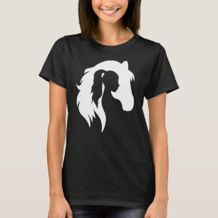 Silhouette Young Girl Reittier Cowgi T-Shirt