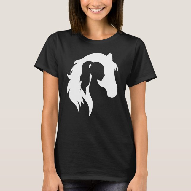 Silhouette Young Girl Reittier Cowgi T-Shirt (Vorderseite)