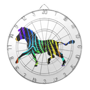Silhouette Zebra Black und Regenbogen Dartscheibe