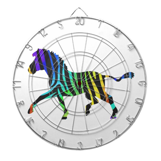 Silhouette Zebra Black und Regenbogen Dartscheibe (vorne)