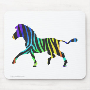 Silhouette Zebra Black und Regenbogen Mousepad