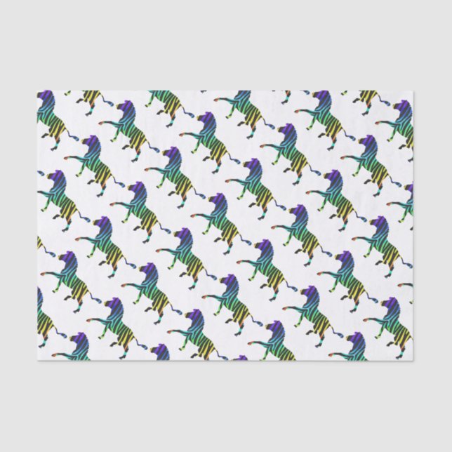 Silhouette Zebra Black und Regenbogen Seidenpapier (Vorderseite)