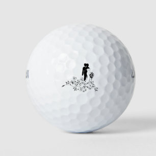 Silhouette zum Hochzeitskonzept für Braut und Groo Golfball