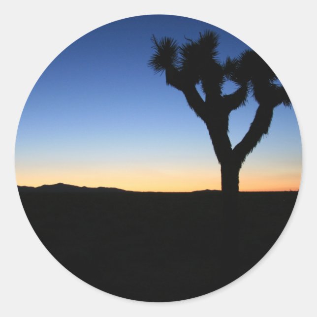 Silhouetted Joshua Tree Runder Aufkleber (Vorderseite)