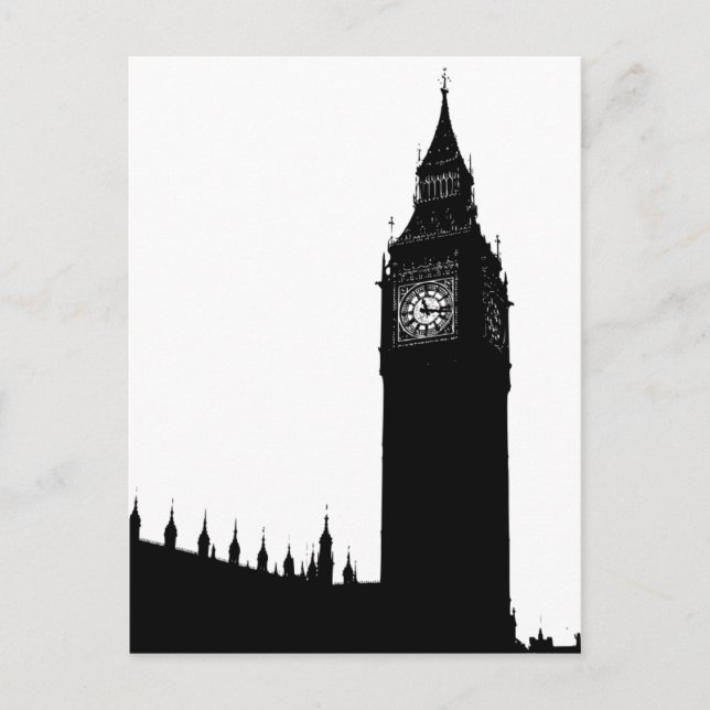 Silhouettegraphik Big Ben London England Postkarte (Vorderseite)