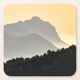 Silhouetten der Berge Rechteckiger Pappuntersetzer