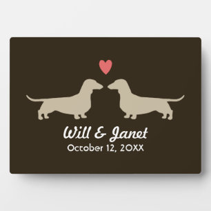 Silhouetten der Dackel mit Herz und Text Fotoplatte