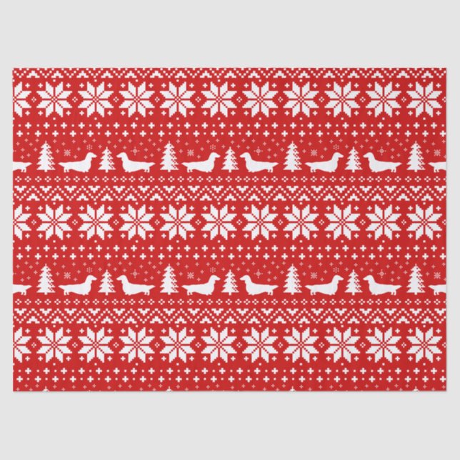 Silhouetten der längeren Dackel Weihnachtsmuster Seidenpapier (Vorderseite)