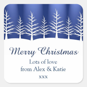 Silhouetten der weißen Bäume Quadratischer Aufkleber