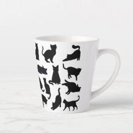 Silhouetten für Schwarze und Weiße Katzen Latte Ta Milchtasse