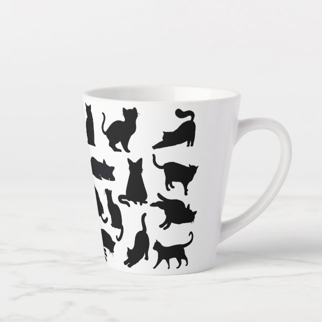 Silhouetten für Schwarze und Weiße Katzen Latte Ta Milchtasse (Rechts)