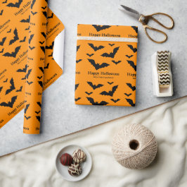 Silhouetten mit einfachem Black Bat auf Orange Hal Geschenkpapier