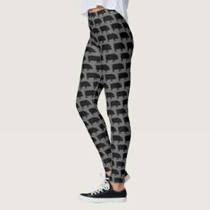 Silhouetten Muster Grau und Schwarz Gemustert Leggings