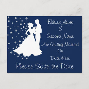 Silhouetten Navy Blue Wedding rettet das Datum Ankündigungspostkarte