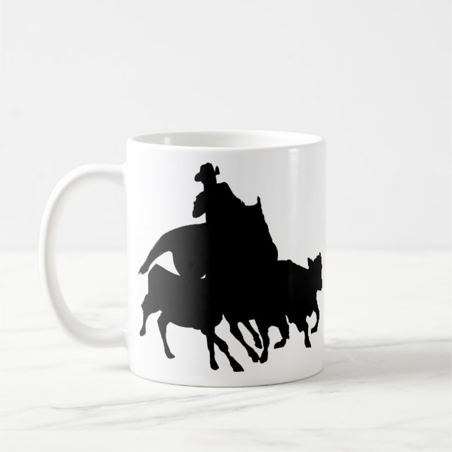 Silhouetten - Pferde - Team-Einsperren Kaffeetasse (Links)