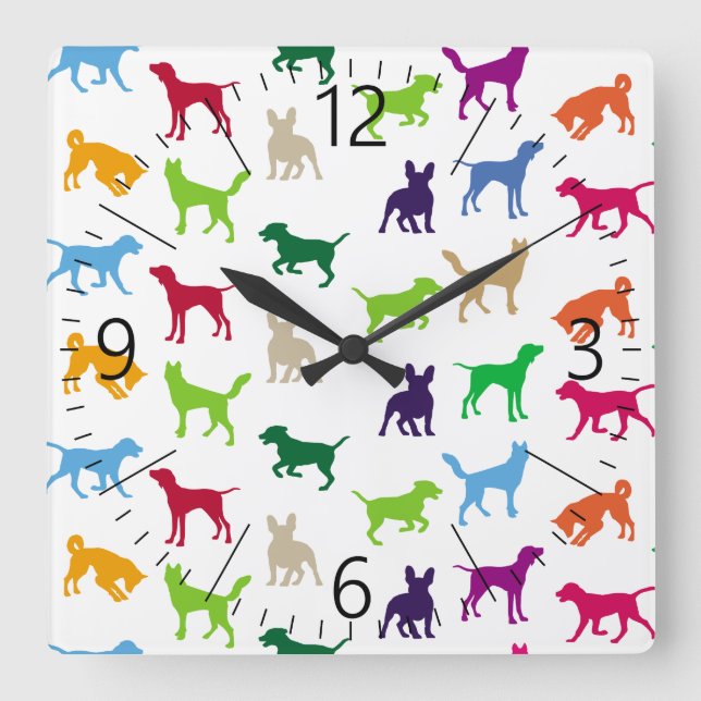 Silhouetten Quadratische Wanduhr (Vorderseite)