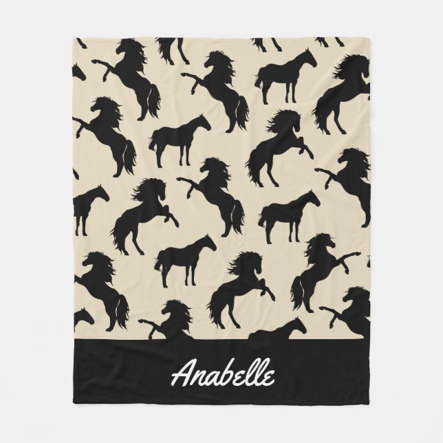 Silhouetten und Taupe Ranch Fleecedecke (Vorderseite)
