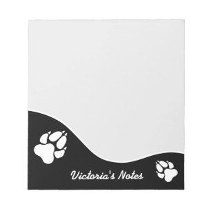 Silhouetten und Text von Hunden, schwarz und weiß Notizblock