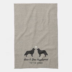 Silhouetten von Flat Coated Retrievern mit Herz Handtuch