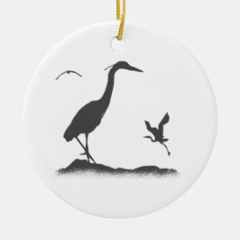 Silhouetten von Great Blue Heron Keramikornament