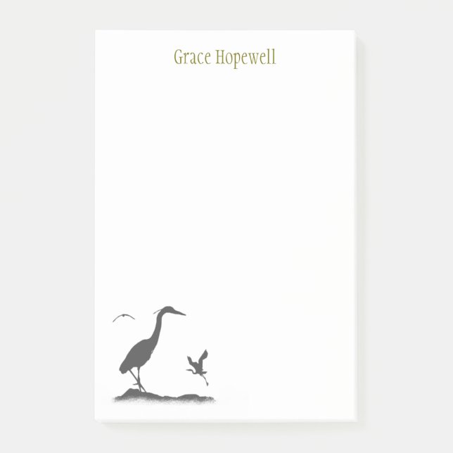 Silhouetten von Great Blue Heron Post-it Klebezettel (Vorderseite)