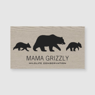Silhouetten von Grizzlybären mit Jungen Magnetkarte