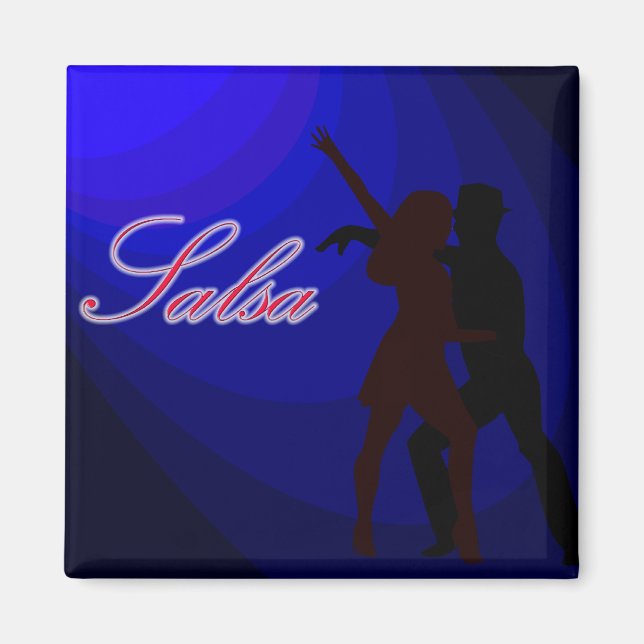 Silhouetten von Salsa Tänzern mit blauem Hintergru Magnet (Vorne)