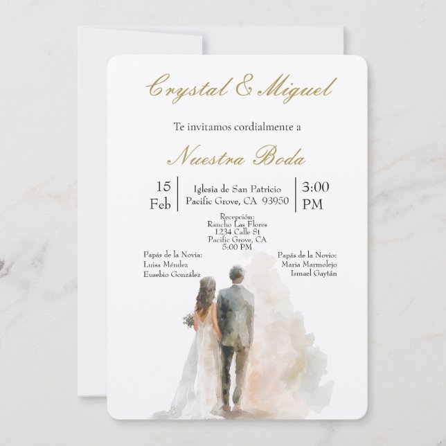 Silhueta de novia y novio einladung (Vorderseite)